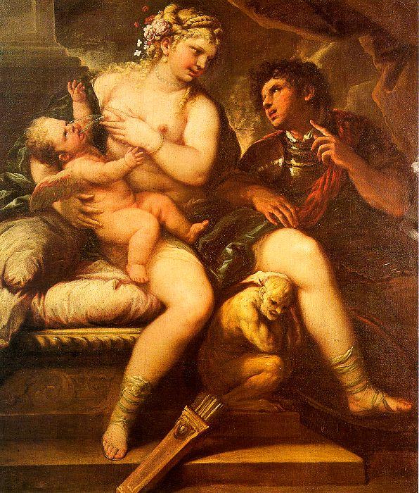  Luca  Giordano Venus, Cupid and Mars oil painting picture